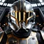 Placeholder: star wars bald male corellian pilot wearing dark gunmetal grey and black First Order special forces TIE pilot armored flightsuit and helmet with gold trim inside the jedi temple, centered head and shoulders portrait, hyperdetailed, dynamic lighting, hyperdetailed background, 8k resolution, volumetric lighting, light skin, fully symmetric details