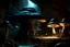 Placeholder: Digital art, high quality, digital masterpiece, natural illumination, night,night illumination, spotlight, realistic, film style, beautiful, (full body:3), (1 Funghi elf, with arms:3), (stoic face:1.8), (Towers emerging fat background:1.8), (In a cave:1.5), (Crown:1.6), (Dark:2), perfect hands