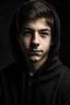 Placeholder: a portrait of18 years old boy with black hoody