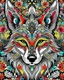 Placeholder: Eurasian wolf ANIMAL Book cover for Adults, mandala, flower, coloerfull