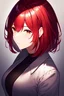 Placeholder: portrait of a beautiful girl with red hair and a red dres