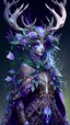 Placeholder: Huge Monster Multiarms, six arms, hoodie, cover face, crystal sword, crystals arm, galaxy face, solo leveling shadow artstyle , high details, intricate details, highly detailed.a whimsical, forest-dwelling "Dream Faun". With an enchanting appearance adorned in floral motifs and antler-like horns, she embodies grace and innocence. As a mage-jungler, her abilities center on dreams, weaving magic to damage and control her foes, reflecting her connection to nature.