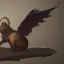 Placeholder: cat gargoyle with goat horns and wings on its back Nick Harris style