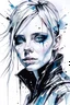 Placeholder: Singer Danish MØ face, Style cyberpunk, watercolor illustration by <agnes cecile> <John Kenn Mortensen> <Yoji Shinkawa>,