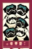 Placeholder:  a group of pugs that are on top of each other, a poster by Nōami, ukiyo-e, anime aesthetic, minimalist.