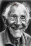 Placeholder: drawing, portrait, old, old, wrinkles, features, smiling, white, lead, charcoal