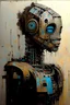 Placeholder: Anthropology robot heavy impaste oilpaint beautiful paintings with pasted oil