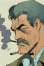 Placeholder: middle aged man smoking comic style