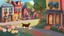 Placeholder: Create an animated scene of a vibrant village in a heartwarming and colorful animation style, BREAK Crow and BREAK Dog