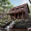 Placeholder: House chocolate waterfall made of chocolate is flowing, unreal engine