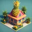 Placeholder: create a pineapple fruits into cartoonist house style model isometric view for mobile game bright colors render game style