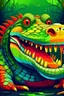 Placeholder: Acrtoon 2d art illustration . Colorful crocodile