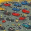 Placeholder: kaiju car traffic in miro style