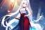 Placeholder: girl, masterpiece, best quality, volumetric lighting, detailed outfit, perfect eyes, long hair, white hair, red eyes, ponytail, hakama,