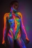 Placeholder: Body paiting rainbow neons glowing in the dark and colorful details