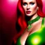 Placeholder: portrait in oil of young busty beautiful Red Sonja, minimal skintight latex pink dress, mystical colors, insanely detailed,insanely realistic skin,intrincate detail, 16k resolution,with big crystal clear green eyes looking to viewer, with ruby necklace by Adam hughes 16k