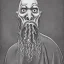 Placeholder: Picture of Cthulhu with white skin and a beard made of fleshy tentacles as a Russian Orthodox nosferatu vampire with yellow eyes and vampire fangs