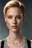 Placeholder: photo, rule of thirds, deborah ann woll dramatic lighting, short hair, detailed face, detailed nose, woman wearing tank top, smirk, realism, realistic, raw, analog, woman, portrait, photorealistic, analog, realism