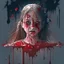 Placeholder: girl smiling, creepy, dripping blood, shattered glass,