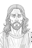 Placeholder: Jesus, realistic, each unique, full view, only draw lines, clean line art, –no sketch, white background, minimalistic black lines, minimal black color, coloring page, thin black line art, perfect shape, perfect clear lines,