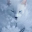 Placeholder: smooth hyper realistic, beautiful Japanese snow flower in crown, pale colors, dark cosmos background, cat еye, extremely sharp detail, finely tuned detail, ultra high definition, 8 k, unreal engine 5, ultra sharp focus, accurate sword wings, positive smile, lot of details, fit within portrait, Ambiance winter, perfect composition, perfect hair, perfect hands, finger up gestures