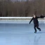 Placeholder: HEDGHOG ice-skating on a frozen pond in the countryside