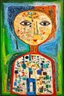 Placeholder: Vulnerability feels terrible but heals everything; a painting with an admixture of Paul Klee and Hundertwasser