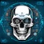 Placeholder: FLAT VECTOR LAYERED IMAGE OF CYBERNETIC SKULL PARTS IN A SCHEMATIC