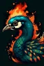 Placeholder: Portrait of violent peacock with flames