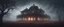 Placeholder: Hyper Realistic Haunted Dark Indian palace between a Field with dry old tree at heavy foggy night