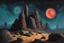 Placeholder: Night, mountains, rocks, sci-fi, rodolphe wytsman impressionism paintings