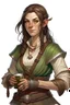 Placeholder: old female half elf tavern owner fighter with brown hair dnd