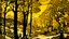 Placeholder: A yellow forest in a realm of light designed in Lascaux cave paintings painted by Roy Lichtenstein
