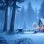 Placeholder: Forest ice winter, bridge birds,live house, deer, unreal engine 5, octane render