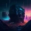 Placeholder: artwork for music, dubstep, dark, landscape, 3d objects, realistic, cyberpunk, 8k, detailed, colored