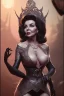 Placeholder: Joan Collins as evil queen in black leather, leather, busty, cleavage, angry, stern look. character design by cory loftis, fenghua zhong, ryohei hase, ismail inceoglu and ruan jia. unreal engine 5, artistic lighting, highly detailed, photorealistic, fantasy