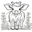 Placeholder: b/w outline art for kids coloring book page, cute Farm animals for kids age 2-7 themed, coloring pages, Cow, full white, kids style, white background, whole body, Sketch style, full body (((((white background))))), only use outline., cartoon style, line art, coloring book, clean line art, Sketch style, line-art