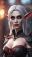 Placeholder: full figure female vampire elf from worms armageddon wearing makeup, bokeh like f/0.8, tilt-shift lens 8k, high detail, smooth render, down-light, unreal engine, prize winning