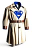 Placeholder: Superman's Aldo Conti trenchcoat Winter elegant inspired by Superman's emblem design beige tones with dual color on a white background, product catalog photography, soft spot lighting, depth of field, 4k –ar 3:5 –q 2