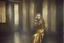 Placeholder: Actress Veronica Lake, without a face, , hippie girl, gold paint,, in a liminal empty room, old autochrome