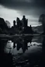Placeholder: /imagine prompt: A dark moody landscape, Film Grain, Paparazzi Photography, Macro, Telephoto, Dark, Tones of Black in Background, 32k, HD, Evil, Ruins of a medieval abbey in the middle of a lake