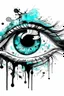 Placeholder: Watercolor black and white with cyan splashes eye