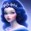 Placeholder: Snow white, crystal, beautiful, soft, blue light, star in background, blue eyes