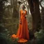 Placeholder: Photo of an odd being, bright colors, odd fashion, award winning photography, odd pose, trees, very accentuated details of the dress and skin, eerily mysterious, artistic photo, shot on Hasselblad, high definition, high resolution, 8k, 3d render, very detailed, F/2.8. Background ruins, after a war, noon-light, odd