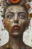 Placeholder: an abstract painting of rusted metal and flowers, by anselm kiefer and lucian freud, rust, scaffolding, iron cladding, decay, mixed media, textured, anatomically correct, beautiful perfect face, sharp focus, highly detailed