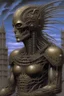 Placeholder: sculpture of a Roman hero , surreal , by hr giger and beksinski