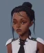 Placeholder: Portrait of a sweet dark skinned 10 year old witch kid with braided black hair