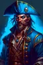 Placeholder: A blue-skinned, rugged pirate crewman, digital art, fantasy