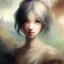 Placeholder: romantic era painting, william Turner, watercolor,Closeup face portrait of a fish princess, smooth soft skin, big dreamy eyes, beautiful intricate colored hair, symmetrical, anime wide eyes, soft lighting, detailed face, by makoto shinkai, stanley artgerm lau, wlop, rossdraws, concept art, digital painting, looking into camera