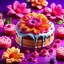 Placeholder: "Social media advertisement for flower flavor for desserts using 3D technology and 8K resolution, with vibrant and appealing colors."